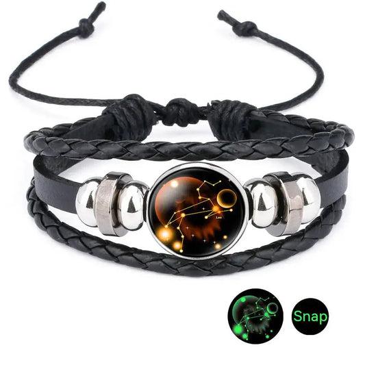Luminous Zodiac Time Stone Cowhide Beaded Bracelet Sorceress Sanctuary