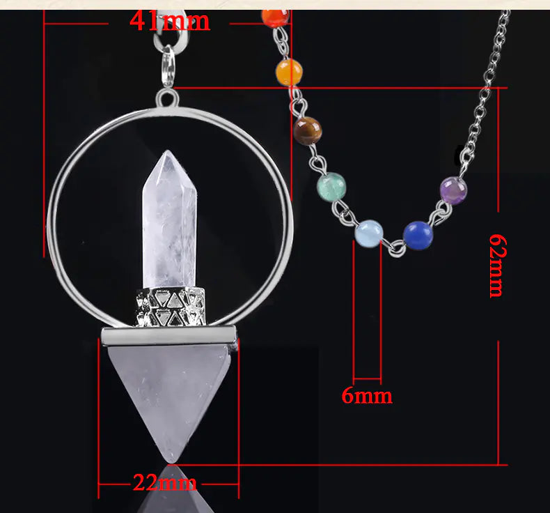 Obsidian Crystal Pendulum with Seven Chakra Beads Sorceress Sanctuary