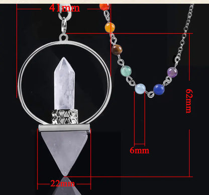 Obsidian Crystal Pendulum with Seven Chakra Beads Sorceress Sanctuary