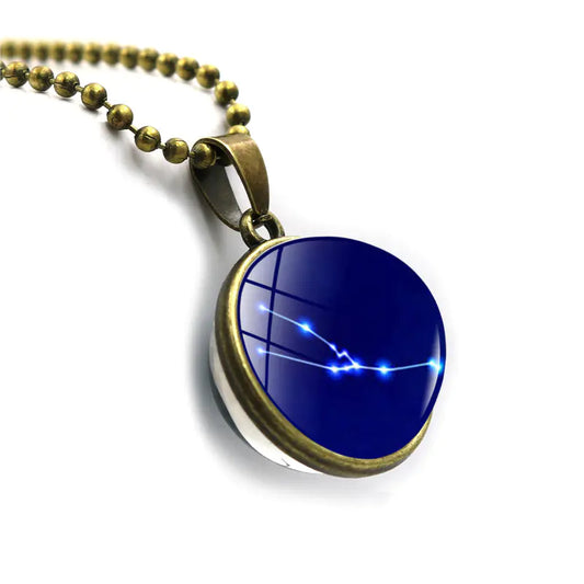 Double-Sided Glass Zodiac Necklace