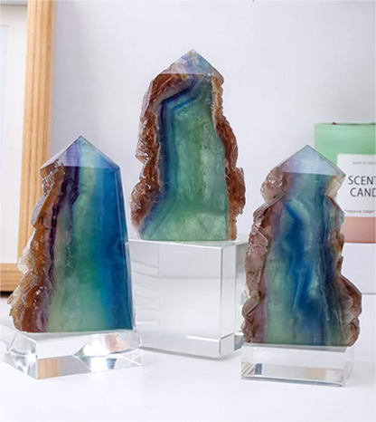 Natural Green Fluorite Tower