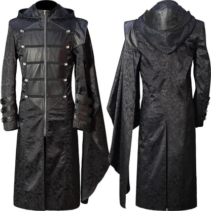 Black Stand Collar | Leather Wiccan Coat