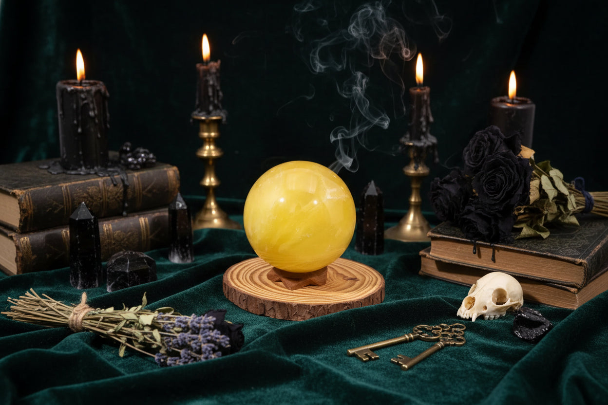 Yellow Crystal Sphere - Sorceress Sanctuary Lemon yellow crystal ball / 4.5-5cm（140g-190g)-Lemon yellow crystal ball / 5-5.5cm (190-232g)-Lemon yellow crystal ball / 5.5-6cm (232-314g)-Lemon yellow crystal ball / 6-6.5cm (314-380g)-Lemon yellow crystal ball / 6.5-7cm (380-460g)