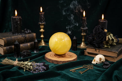 Yellow Crystal Sphere - Sorceress Sanctuary Lemon yellow crystal ball / 4.5-5cm（140g-190g)-Lemon yellow crystal ball / 5-5.5cm (190-232g)-Lemon yellow crystal ball / 5.5-6cm (232-314g)-Lemon yellow crystal ball / 6-6.5cm (314-380g)-Lemon yellow crystal ball / 6.5-7cm (380-460g)