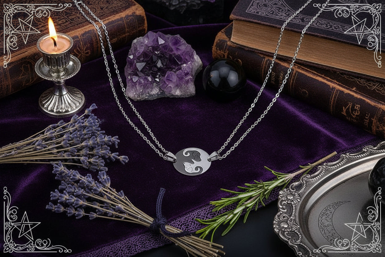 Yin Yang Dog Necklace - Sorceress Sanctuary Black white-Gold black-Gold white