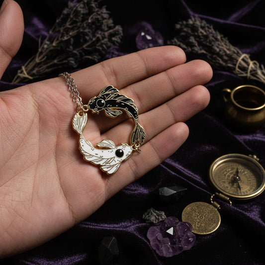 Yin Yang Fish Necklace - Sorceress Sanctuary White-Black