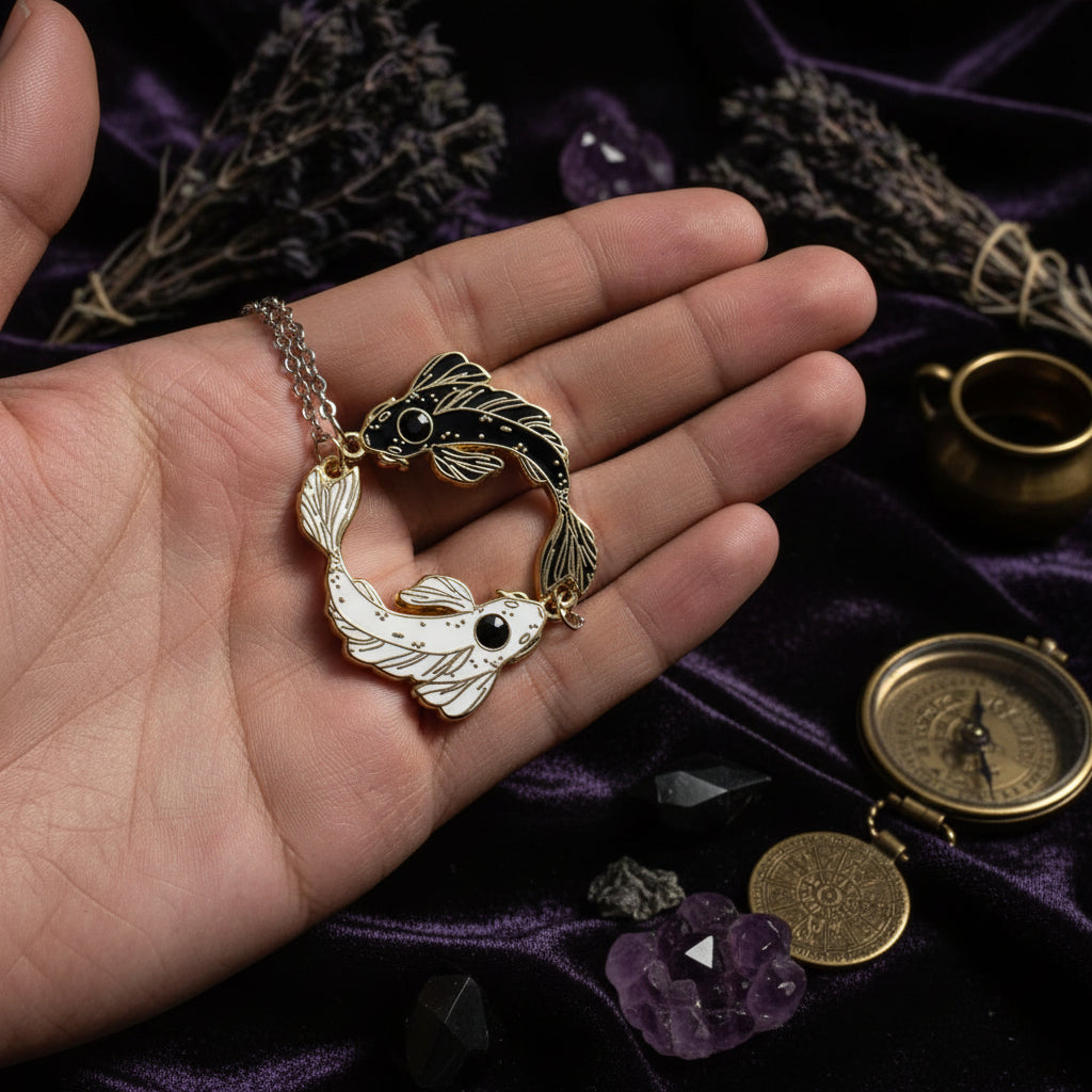 Yin Yang Fish Necklace - Sorceress Sanctuary White-Black
