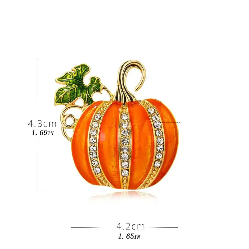 Rhinestone Pumpkin Brooch