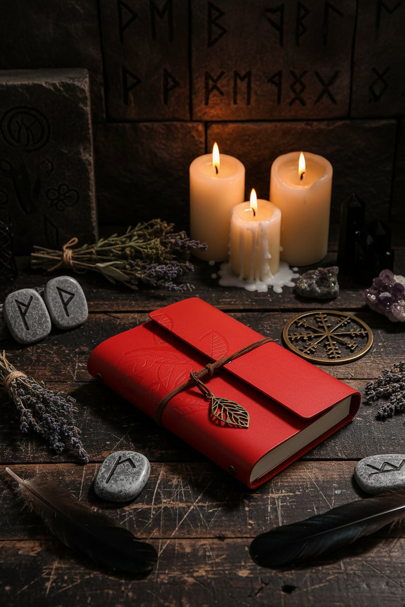 Custom Creative Travel Journal with Vintage Leaf Design Sorceress Sanctuary