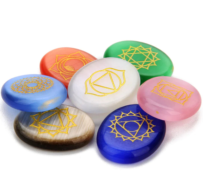 Engraved Rune Opal | Chakra Beads