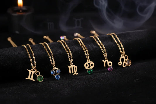 Zodiac Birthstone Necklace - Sorceress Sanctuary Style 1-Style 7-Style 6-Style 10-Style 8