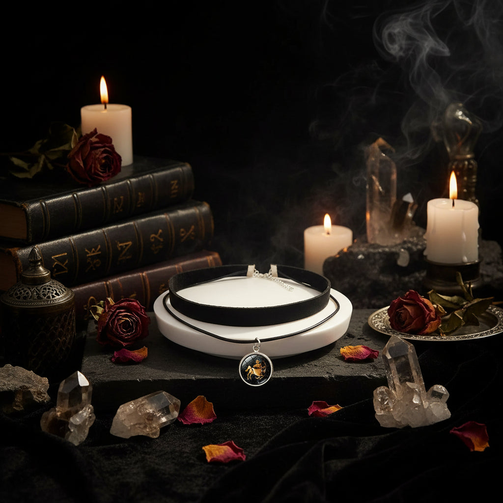 Zodiac Choker Necklace - Sorceress Sanctuary Aquarius-Leo-Gemini-Capricorn-Sagittarius