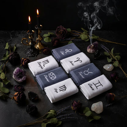 Zodiac Constellation Towels - Sorceress Sanctuary White / Virgo-White / Gemini-Blue / Sagittarius-Blue / Capricorn-White / Scorpio