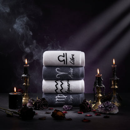 Zodiac Constellation Towels - Sorceress Sanctuary White / Virgo-White / Gemini-Blue / Sagittarius-Blue / Capricorn-White / Scorpio