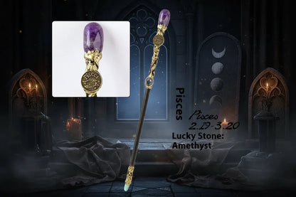 Zodiac Crystal Wand - Sorceress Sanctuary Pisces Truncheon / 30cm-Sagittarius Truncheon / 30cm-Virgo Truncheon / 30cm-Aquarian Truncheon / 30cm-Capricorn Truncheon / 30cm