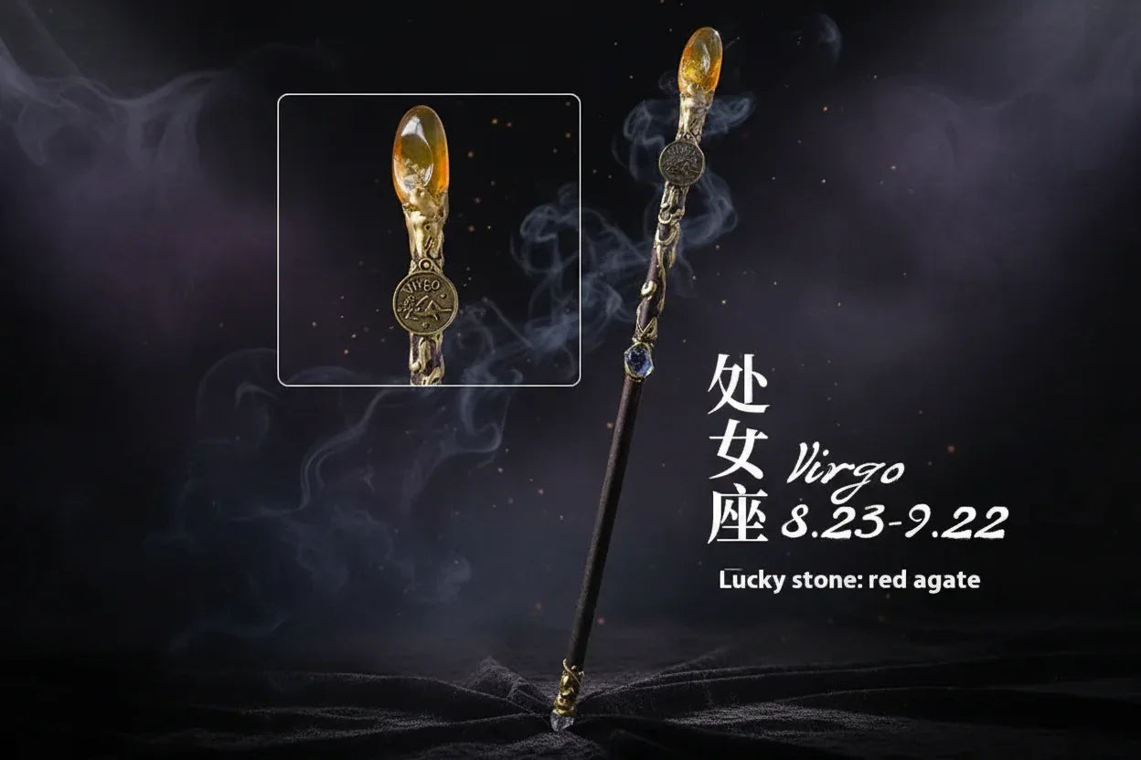 Zodiac Crystal Wand - Sorceress Sanctuary Pisces Truncheon / 30cm-Sagittarius Truncheon / 30cm-Virgo Truncheon / 30cm-Aquarian Truncheon / 30cm-Capricorn Truncheon / 30cm