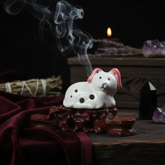 Zodiac Dog Incense - Sorceress Sanctuary Pink ear-Pink face-Blue-Matt blue