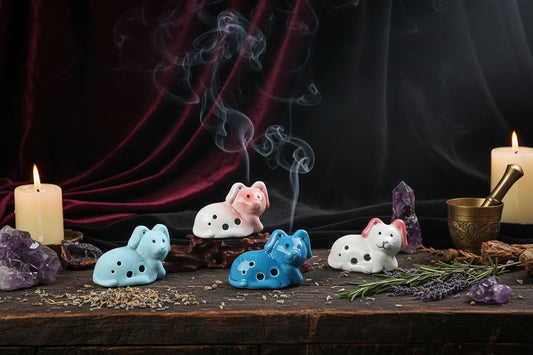 Zodiac Dog Incense - Sorceress Sanctuary Pink ear-Pink face-Blue-Matt blue