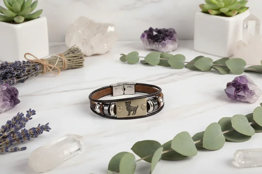 Zodiac Leather Bracelet - Sorceress Sanctuary Aries-Cancer-Scorpio-Sagittarius-Taurus