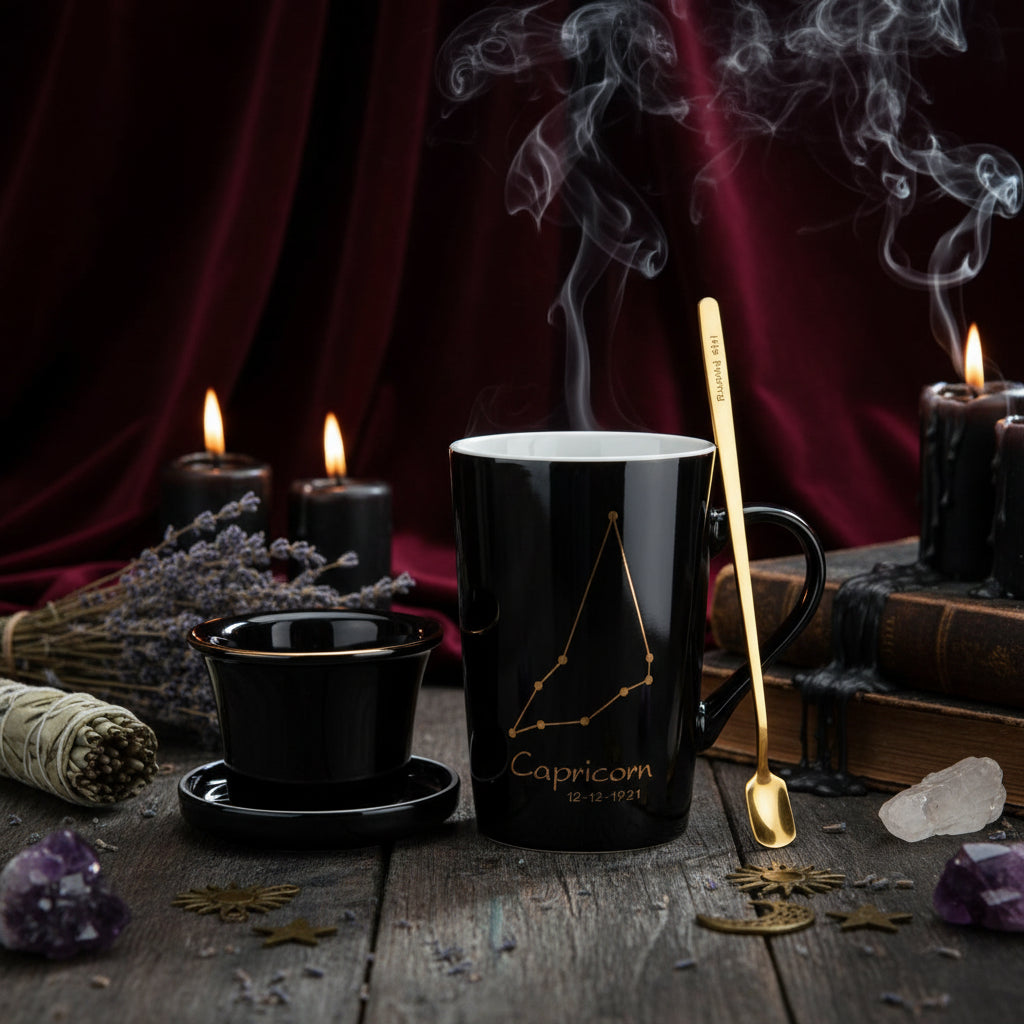 Zodiac Mug Set - Sorceress Sanctuary Taurus Black-Scorpio Black-Aries Black-Libra Black-Gemini Black