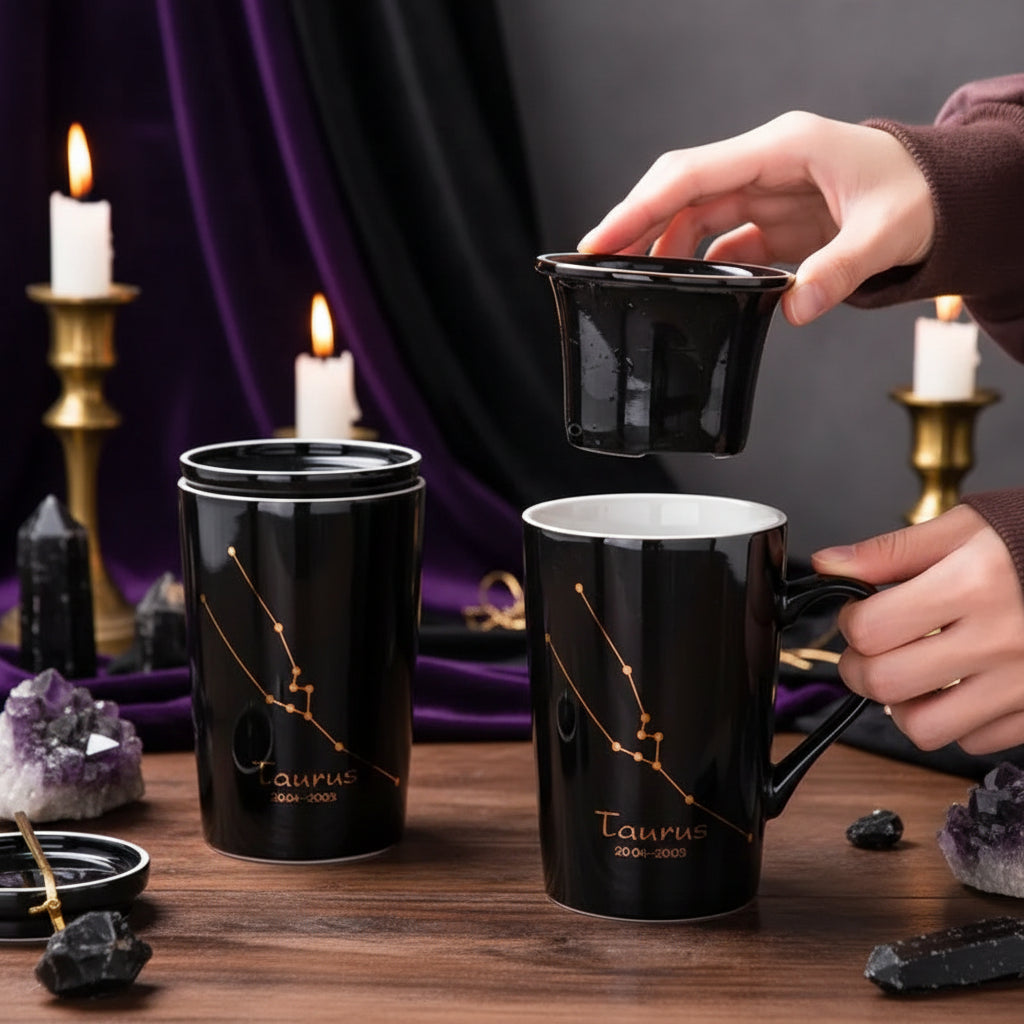 Zodiac Mug Set - Sorceress Sanctuary Taurus Black-Scorpio Black-Aries Black-Libra Black-Gemini Black