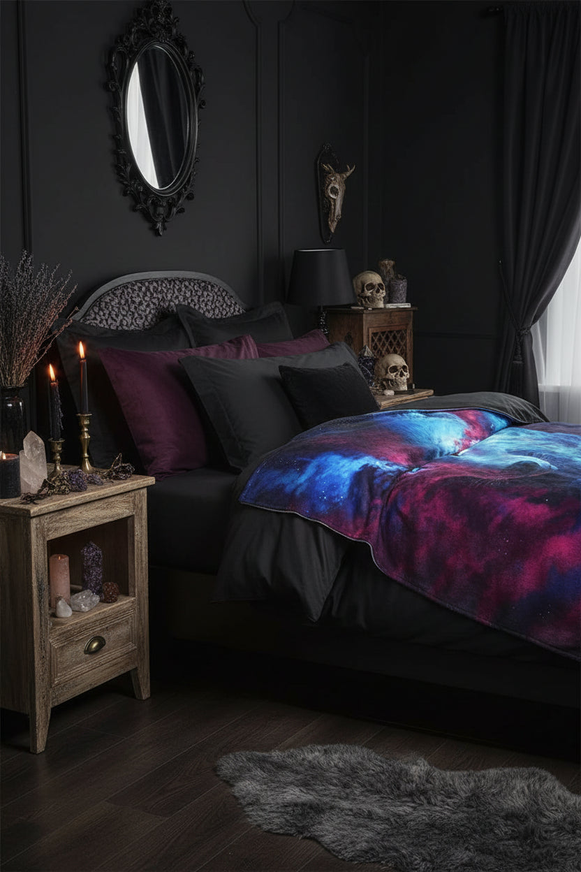 Celestial Wolf Pattern Micro Fleece Throw Blanket (1pc) Sorceress Sanctuary
