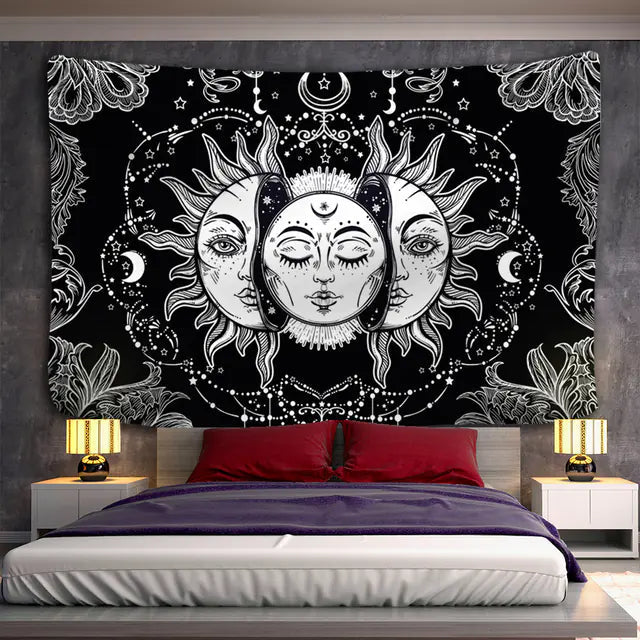 Mandala Tapestry Wall Hanging - Sun and Moon Design Sorceress Sanctuary