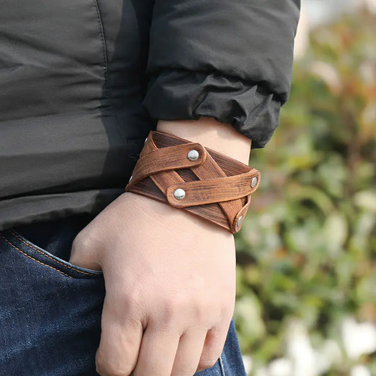 Shadowbound Leather Charm Cuff