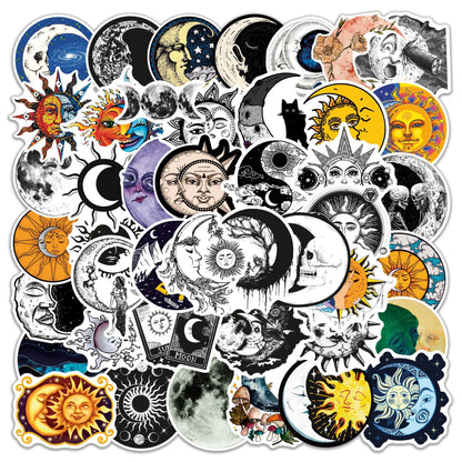 50 PCS Gothic Art Moon Waterproof Stickers for Various Uses