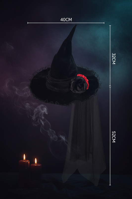 Thick Velvet Lace Long Streamer Wizard's Hat for Halloween Sorceress Sanctuary