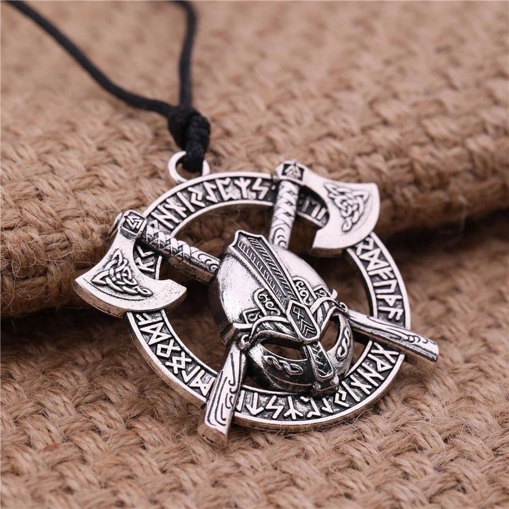 Viking Goat Pendant Necklace with Thor's Hammer Design