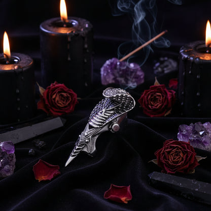 Alloy Long Ring with Rock Skull Dragon Design Sorceress Sanctuary