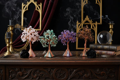 Crystal Pyramid Trees - Sorceress Sanctuary Amethyst + amethyst gravel / 4cm pyramid flower tree-Pink crystal + pink crystal gravel / 4cm pyramid flower tree-Lapis lazuli + lapis lazuli gravel / 4cm pyramid flower tree-Dongling Jade + Dongling Jade gravel / 4cm pyramid flower tree-Tiger Eye Stone + Tiger Eye Stone gravel / 4cm pyramid flower tree
