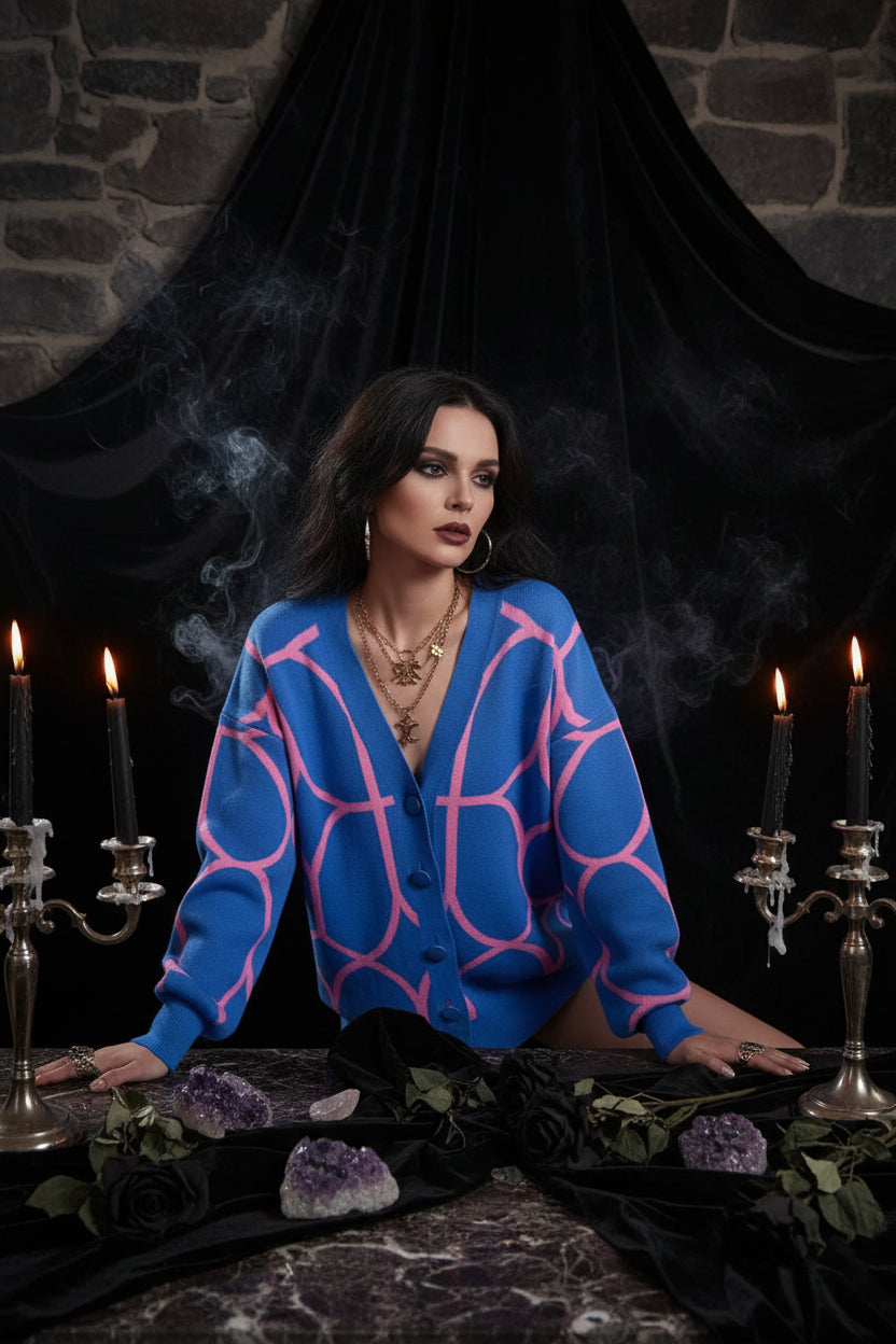 Women's Jacquard Knitted Cardigan Sweater Jacket Sorceress Sanctuary
