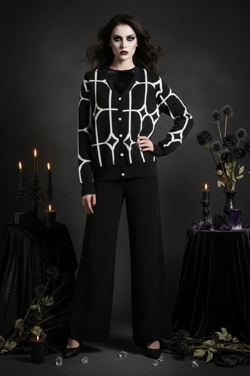 Women's Jacquard Knitted Cardigan Sweater Jacket Sorceress Sanctuary