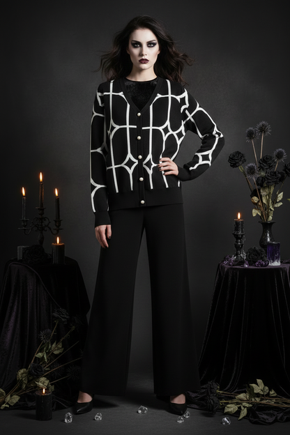 Women's Jacquard Knitted Cardigan Sweater Jacket Sorceress Sanctuary