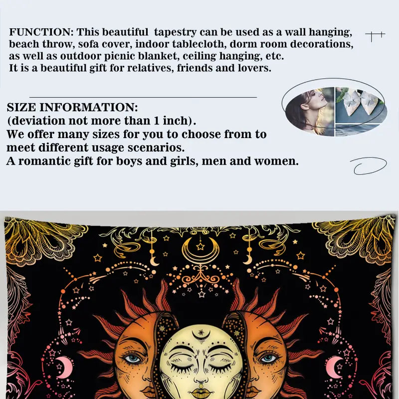 Sun and Moon Tapestry Wall Hanging for Room Decor