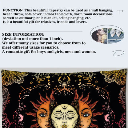 Sun and Moon Tapestry Wall Hanging for Room Decor
