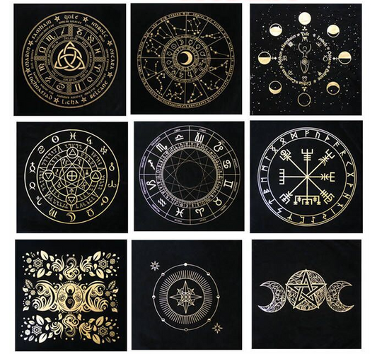 Pentagram Tarot Cloth with Velvet Print (Single Piece)