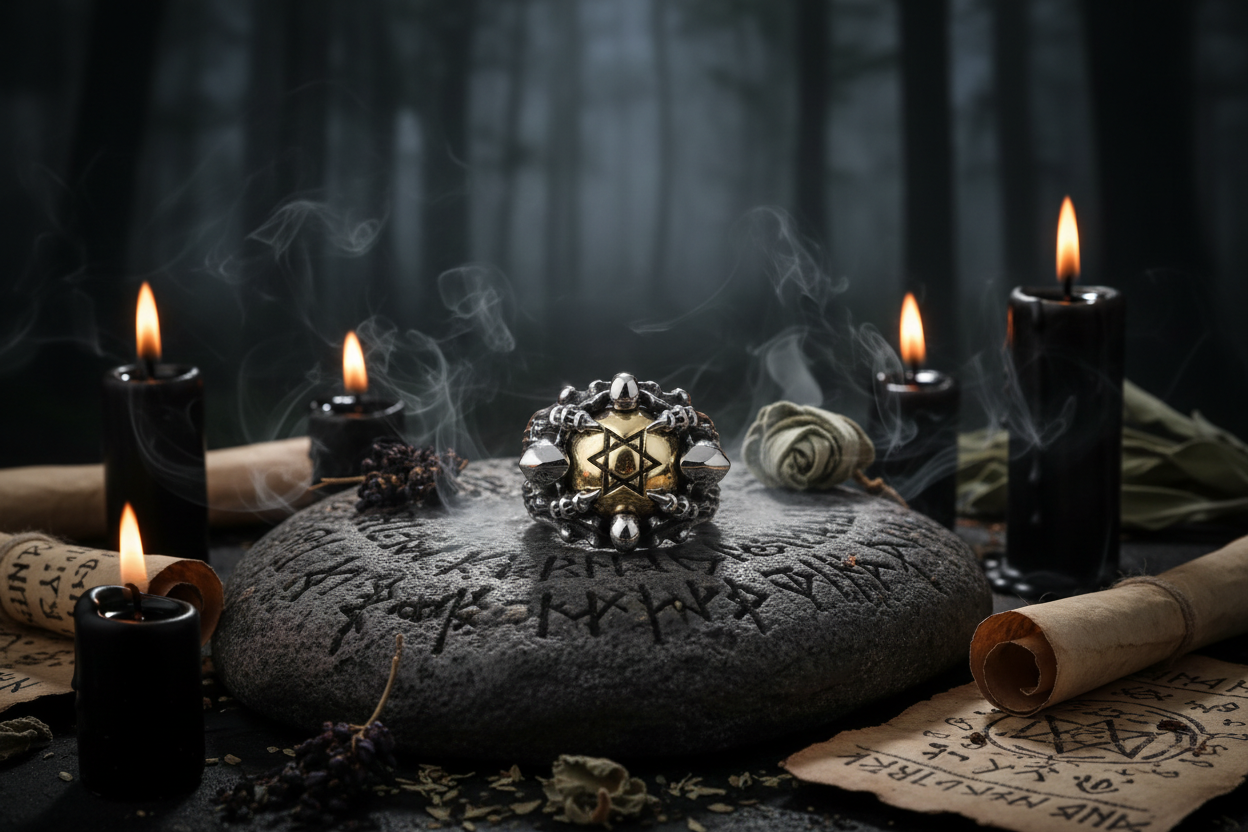 Retro Gothic Star and Skull Ring Jewelry Design Sorceress Sanctuary