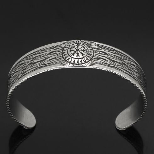 Viking Stainless Steel Vintage Rune Open Bracelet