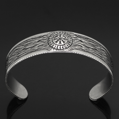 Viking Stainless Steel Vintage Rune Open Bracelet