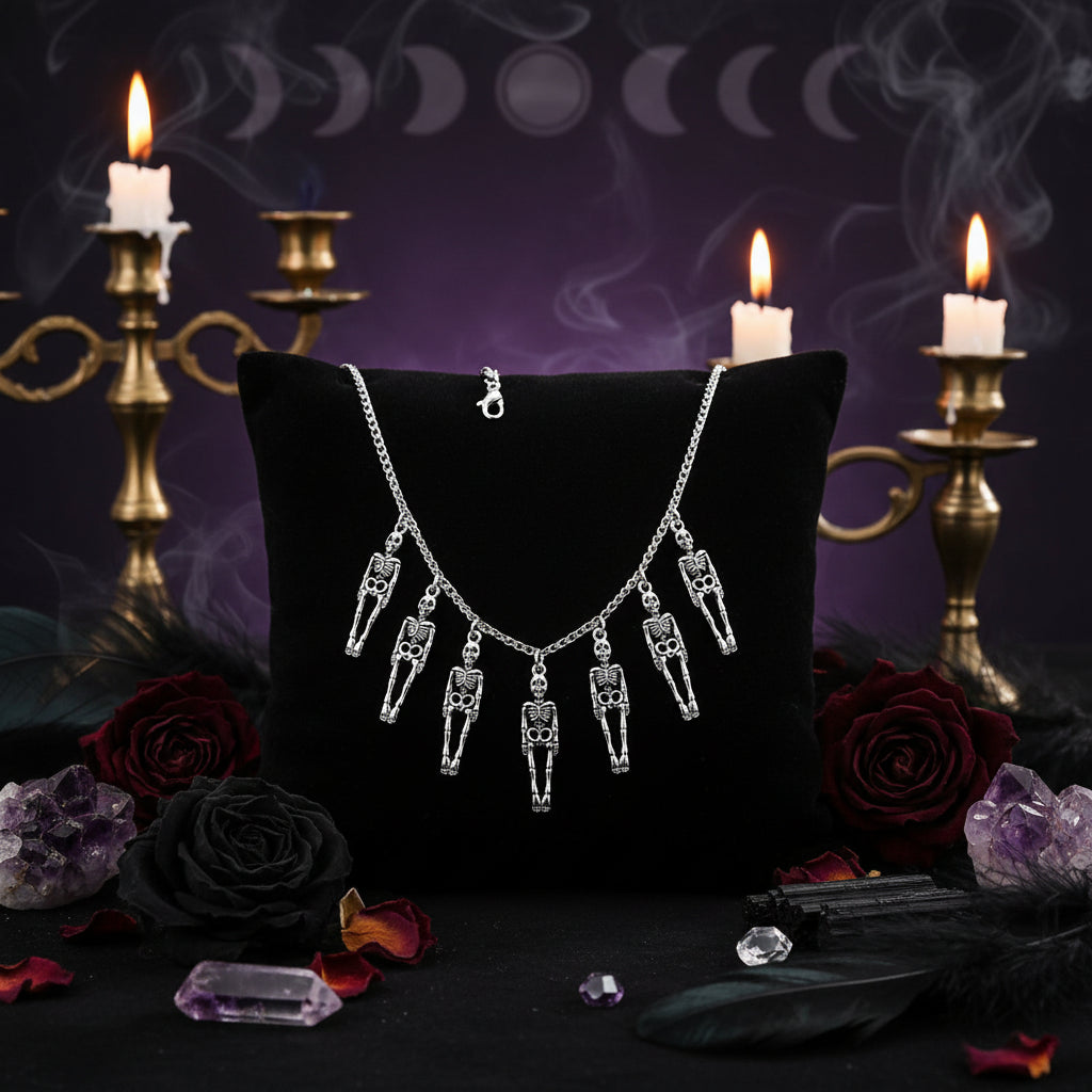 Gothic Skull Skeleton Pendant Necklace - 7 Pieces Sorceress Sanctuary