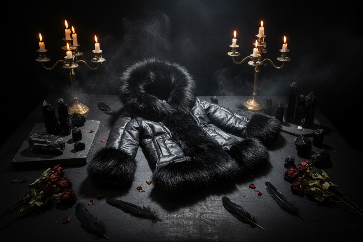 Slim Fit Mid-Length Faux Fur Coat with Fox Fur Collar Sorceress Sanctuary