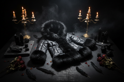 Slim Fit Mid-Length Faux Fur Coat with Fox Fur Collar Sorceress Sanctuary