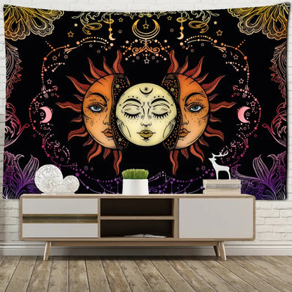 Sun and Moon Tapestry Wall Hanging for Room Decor