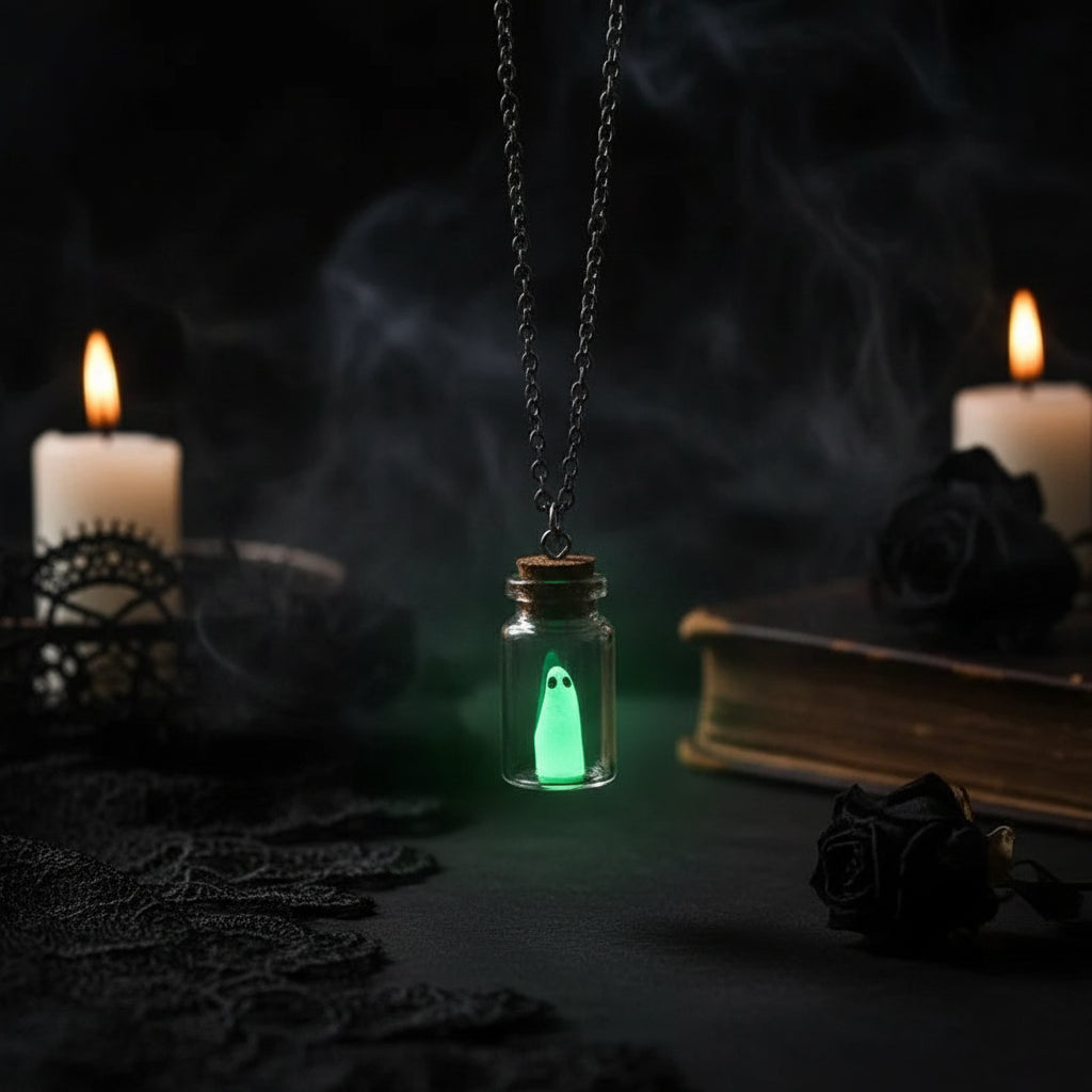 Adopt a Ghost Necklace with Glow-in-the-Dark Bottle Sorceress Sanctuary