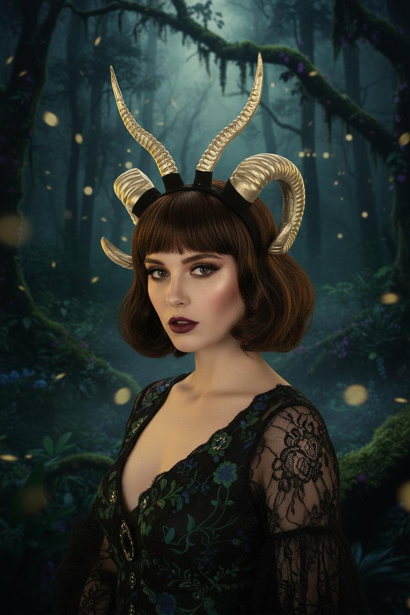 Realistic Sheep Horn Headband for Halloween Party Sorceress Sanctuary