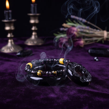 Obsidian Dragon & Phoenix Necklace