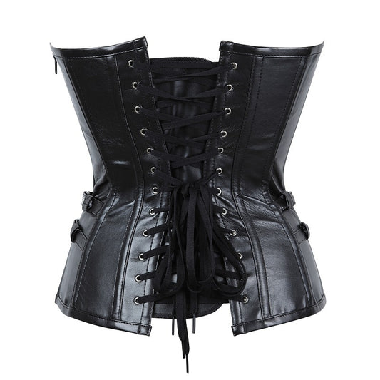 Dark Witch Corset | Leather & Chain With Zipper